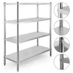 VEVOR Stainless Steel Shelving 46.8x18.5 Inch 4 Tier Adjustable Shelf Storage Unit Stainless Steel Heavy Duty Shelving, Silver -Aesthtic Interiors GUEST c0a27973 5473 4660 b676 a945789424ec