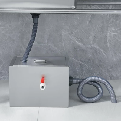 VEVOR Commercial Grease Trap, 8 LBS Grease Interceptor, Top Inlet Interceptor, Stainless Steel Grease Trap, 2.8 GPM Waste Water Oil-water Separator 1 VEVOR Commercial Grease Trap, 8 LBS Grease Interceptor, Top Inlet Interceptor, Stainless Steel Grease Trap, 2.8 GPM Waste Water Oil-water Separator