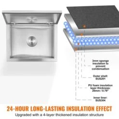 VEVOR Drop In Ice Chest, 20"L X 16"W X 13"H Stainless Steel Ice Cooler, Commercial Ice Bin With Hinged Cover, 40 Qt Outdoor Kitchen Ice Bar -Aesthtic Interiors GUEST c0da3452 add1 4ce8 a152 7d153ee524ef