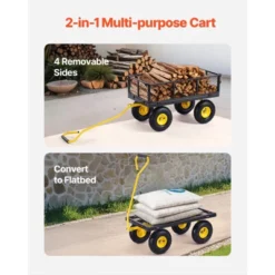 VEVOR 500 Lbs Steel Garden Cart, Heavy Duty Garden Wagon Cart Pullable On Wheels, Metal Yard Utility Wagon Carts With 10" All Terrain Tires, Black -Aesthtic Interiors GUEST c1189202 cadb 4d6c b773 255988259d47
