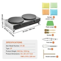 VEVOR Electric Crepe Maker, 16-Inch Double Head Commercial Crepe Machine, 3400W Flat Plate Crepe Griddle, Nonstick Stainless Steel Pancake Making -Aesthtic Interiors GUEST c15cf9d6 89af 4a14 add9 a5aa6020425c