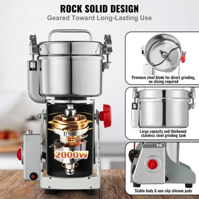 VEVOR 750g Electric Grain Mill Grinder, High Speed 2000W Commercial Spice Grinders, Stainless Steel Pulverizer Powder Machine 3 VEVOR 750g Electric Grain Mill Grinder, High Speed 2000W Commercial Spice Grinders, Stainless Steel Pulverizer Powder Machine - Image 3