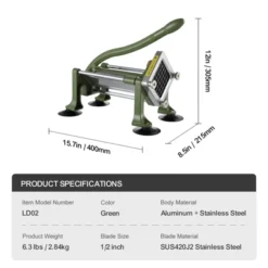 VEVOR French Fry Cutter, Potato Slicer With 1/2-Inch Stainless Steel Blade, Manual Potato Cutter Chopper With Suction Cups, Great For Potato 14 VEVOR French Fry Cutter, Potato Slicer With 1/2-Inch Stainless Steel Blade, Manual Potato Cutter Chopper With Suction Cups, Great For Potato -Aesthtic Interiors GUEST c1a25f84 230b 4fc4 b93a 39d33c8168ef