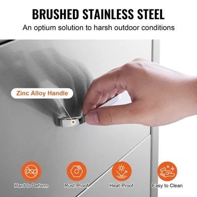 VEVOR Outdoor Kitchen Drawers 13" W X 20.4" H X 20.8" D, Flush Mount Double BBQ Access Drawers With Stainless Steel Handle, Silver 4 VEVOR Outdoor Kitchen Drawers 13" W X 20.4" H X 20.8" D, Flush Mount Double BBQ Access Drawers With Stainless Steel Handle, Silver - Image 4