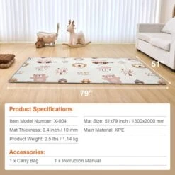 VEVOR Baby Play Mat, 51""x79"" Baby Crawling Mat, Non-Slip One-Piece Foam Baby Playmat, Foldable Portable Reversible Floor Mat With Travel Bag, Grey -Aesthtic Interiors GUEST c1d83cee c73b 4c7c b8ba f614a6ea56f7