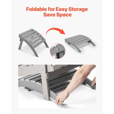 VEVOR Adirondack Ottoman, 21.5L X 18.9W X 14.8H Inch HDPE Plastic Folding Adirondack Ottoman, Weather-Resistant Foot Rest For Adirondack Chair, Gray 3 VEVOR Adirondack Ottoman, 21.5L X 18.9W X 14.8H Inch HDPE Plastic Folding Adirondack Ottoman, Weather-Resistant Foot Rest For Adirondack Chair, Gray - Image 3