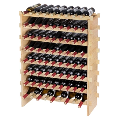 VEVOR 72 Bottle Stackable Modular Wine Rack, 8-Tier Solid Bamboo Wood Storage Racks, Floor Freestanding Wines Holder Display Shelf, Natural Color 8 VEVOR 72 Bottle Stackable Modular Wine Rack, 8-Tier Solid Bamboo Wood Storage Racks, Floor Freestanding Wines Holder Display Shelf, Natural Color - Image 8