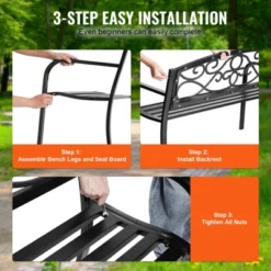 VEVOR Outdoor Bench, 50 Inches Metal Garden Bench For Outdoors, 550 Lbs Load Capacity Bench, Outdoor Garden Park Bench With Backrest And Armrests -Aesthtic Interiors GUEST c27f08ea f73c 4be6 8297 9af0946f5c63