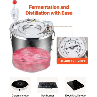 VEVOR Alcohol Still, 3 Gal / 11.4 L Stainless Steel Water Alcohol Distiller With Copper Coil, Home Brewing Refining Fermentation Kit, Silver 3 VEVOR Alcohol Still, 3 Gal / 11.4 L Stainless Steel Water Alcohol Distiller With Copper Coil, Home Brewing Refining Fermentation Kit, Silver - Image 3