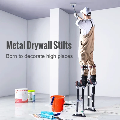 VEVOR Drywall Stilts, 24''-40'' Adjustable Aluminum Tool Stilts With Protective Knee Pads, Non-slip Work Stilts For Sheetrock Painting, Black 2 VEVOR Drywall Stilts, 24''-40'' Adjustable Aluminum Tool Stilts With Protective Knee Pads, Non-slip Work Stilts For Sheetrock Painting, Black - Image 2