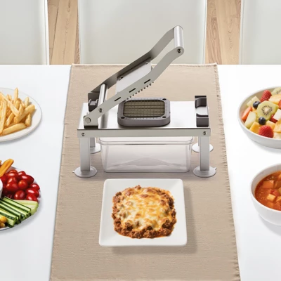 VEVOR Vegetable Chopper Mandoline Slicer, All-in-1 Food Veggie Cutter With 9 Stainless Steel Blades, Cheese Grater Onion Potato Dicer, Silver 1 VEVOR Vegetable Chopper Mandoline Slicer, All-in-1 Food Veggie Cutter With 9 Stainless Steel Blades, Cheese Grater Onion Potato Dicer, Silver