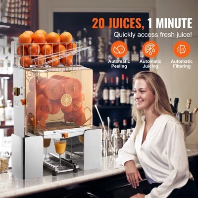 VEVOR Commercial Orange Juicer Machine, 120W Automatic Juice Extractor, Stainless Steel Orange Squeezer For 20 Oranges Per Minute 2 VEVOR Commercial Orange Juicer Machine, 120W Automatic Juice Extractor, Stainless Steel Orange Squeezer For 20 Oranges Per Minute - Image 2