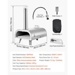 VEVOR Dual Fuel Pizza Oven Outdoor, 12 Inch Wood Fire & Propane Gas Pizza Oven, Pellet & Propane Pizza-Maker With Thermometer, Silver -Aesthtic Interiors GUEST c4b0c4fd 3b7c 420c a36c d8bddb260b0d