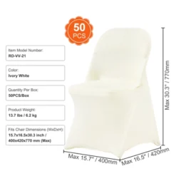 VEVOR Stretch Spandex Folding Chair Covers, Universal Fitted Chair Cover, Removable Washable Protective Slipcovers, (50PCS Ivory White) -Aesthtic Interiors GUEST c4d4873f 4faf 4b70 ad2e da66c6b25ff8