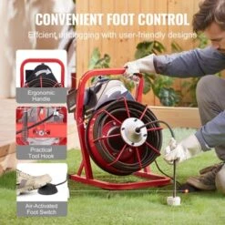 VEVOR Drain Cleaner Machine 75FT X 3/8 Inch, Sewer Snake Auger Manual Feed, 250W Electric Drain Cleaning Machine, Red 13 VEVOR Drain Cleaner Machine 75FT X 3/8 Inch, Sewer Snake Auger Manual Feed, 250W Electric Drain Cleaning Machine, Red -Aesthtic Interiors GUEST c4d5bfbe abe4 4c07 ae26 dc59482b0483