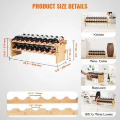 VEVOR 18 Bottle Stackable Modular Wine Rack, 2-Tier Solid Bamboo Wood Storage Racks, Floor Freestanding Wines Holder Display Shelf, Natural Color -Aesthtic Interiors GUEST c4e13842 564d 422d ab23 aaaa0fb6ef69