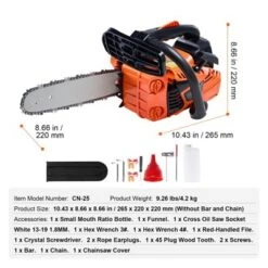 VEVOR Gas Chainsaw, 25.4CC 12" 1.2HP, Gasoline Powered Chain Saw, Handheld Cordless Petrol Chainsaws For Tree Wood Branch Cutting, Orange -Aesthtic Interiors GUEST c4e75f66 48b8 462e 814d 0bf46518455e
