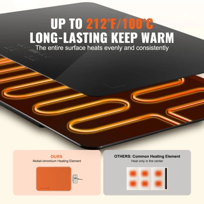 VEVOR Electric Warming Tray, Food Warming Trays For Buffet, Warming Trays With Adjustable Temperature Control, Portable Tempered Glass Food Warmer 2 VEVOR Electric Warming Tray, Food Warming Trays For Buffet, Warming Trays With Adjustable Temperature Control, Portable Tempered Glass Food Warmer - Image 2