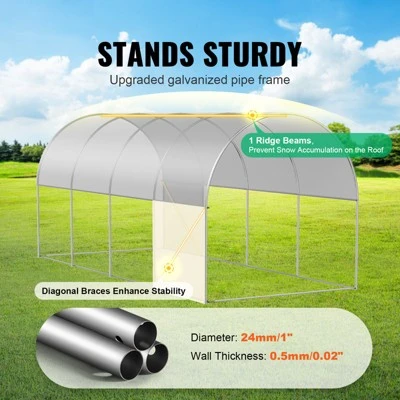 VEVOR Walk-in Tunnel Greenhouse, 14.6x6.4x6.3 Ft Hoop House Greenhouse Tunnel With Galvanized Steel Frame, White PE Cover, 8 Windows 2 VEVOR Walk-in Tunnel Greenhouse, 14.6x6.4x6.3 Ft Hoop House Greenhouse Tunnel With Galvanized Steel Frame, White PE Cover, 8 Windows - Image 2