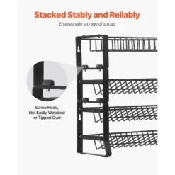 VEVOR Detachable Spice Rack Organizer For Cabinet, 4 Tie Stackable Seasoning Organizer, Spice Jars Kitchen Storage, Black -Aesthtic Interiors GUEST c5608000 b392 4dfc 89cc 3dcd26dbe275