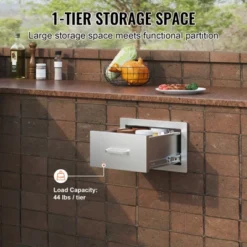 VEVOR 14x8.5Inch Outdoor Kitchen Drawers Stainless Steel, Flush Mount Double Drawers,14W X 8.5H X 23D Inch,with Stainless Steel Handle,Silver -Aesthtic Interiors GUEST c56136c7 509f 4a49 a9ff 1ccbcfc8db6d
