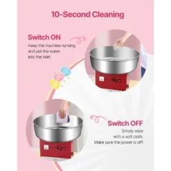 VEVOR Electric Cotton Candy Machine, 1000W Commercial Candy Floss Maker With 20.5 In Stainless Steel Bowl, Sugar Scoop, And Drawer, Red 11 VEVOR Electric Cotton Candy Machine, 1000W Commercial Candy Floss Maker With 20.5 In Stainless Steel Bowl, Sugar Scoop, And Drawer, Red -Aesthtic Interiors GUEST c579ac77 7257 463b 8629 43bc9eb734d0