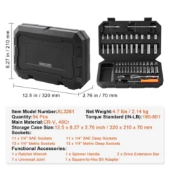 VEVOR Socket Set, 1/4 Inch Drive Socket And Ratchet Set, 6-Point Socket Opening, 54 Pieces Tool Set SAE And Metric, Deep And Standard Sockets Black -Aesthtic Interiors GUEST c5b5ab3b 85f2 4b0a bed0 880a51fc4413