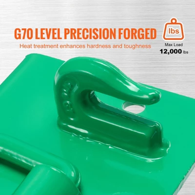 VEVOR 5/16" Tractor Bucket Hook With Tie Down Ring, Grade 70 Forged Steel 2 Pack Bolt-On Grab Hook With Back Plate, Green 2 VEVOR 5/16" Tractor Bucket Hook With Tie Down Ring, Grade 70 Forged Steel 2 Pack Bolt-On Grab Hook With Back Plate, Green - Image 2