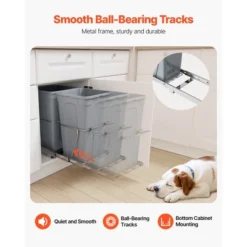 VEVOR Pullout Trash Can For Kitchen Cabinets, 27QTx2 Double Under Sink Garbage Waste Recycling Bin, Under Mount Waste Container, Gray -Aesthtic Interiors GUEST c5efc477 20a4 4bc4 88ca 810d49767bd6
