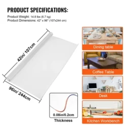 VEVOR Plastic Table Cover, 42"x96"x0.08", Transparent PVC Table Protector, Rectangle Clear Desk Mat, Water Oil Proof Table Cover, Transparent -Aesthtic Interiors GUEST c616bb6a 3bfd 4f9a bd5d 53ab60ad5b4d