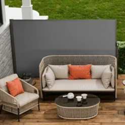 VEVOR Retractable Side Awning, 71''x 138'' Outdoor Privacy Screen,180g Polyester Water-proof Retractable Patio Screen