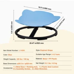 VEVOR Elephant Kids Swivel Chair, 220 LBS Capacity, 360° Spinning Chair, Autistic Kids Sensory Toy Chair With Non-Slip Metal Base, Blue -Aesthtic Interiors GUEST c67952e8 4704 4bef a021 c023bdd7751d
