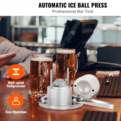 VEVOR Ice Ball Press, 2.4" Ice Ball Maker, Aircraft Al Alloy Ice Ball Press Kit For 60mm Ice Sphere, Ice Press With Tong And Drip Tray, For Whiskey 2 VEVOR Ice Ball Press, 2.4" Ice Ball Maker, Aircraft Al Alloy Ice Ball Press Kit For 60mm Ice Sphere, Ice Press With Tong And Drip Tray, For Whiskey - Image 2