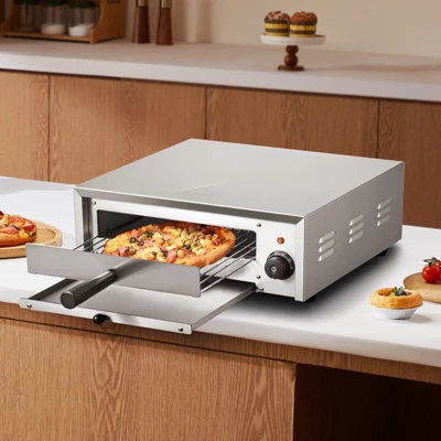VEVOR Countertop Electric Pizza Oven, 12-inch, 1500W, 122-662℉ Temp Range, Stainless Steel Construction And Easy-to-Clean Crumb Tray 1 VEVOR Countertop Electric Pizza Oven, 12-inch, 1500W, 122-662℉ Temp Range, Stainless Steel Construction And Easy-to-Clean Crumb Tray