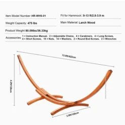 VEVOR Wooden Hammock Stand, 475 Lbs Capacity Universal 2 Person Hammock Frame Fits 9-13 Ft Hammocks, Larch Wood Arc Adjustable Stand For Hammock -Aesthtic Interiors GUEST c7514c7d dfa2 410b 8547 dbf9b0d6f1d3
