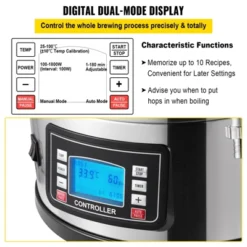 VEVOR Electric Brewing System, 9.2 Gal/35 L Brewing Pot, All-in-One Home Beer Brewer With Pump, Mash Boil Device, Auto/Manual Mode 100-1800W, Silver -Aesthtic Interiors GUEST c7865ef0 3916 4593 8434 fb661d41bec0