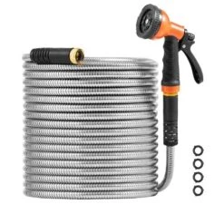 VEVOR Metal Garden Hose 200 Ft, Rust Proof Stainless Steel Water Hose, Heavy Duty Backyard Hose With 10 Function Nozzle, Silver 15 VEVOR Metal Garden Hose 200 Ft, Rust Proof Stainless Steel Water Hose, Heavy Duty Backyard Hose With 10 Function Nozzle, Silver -Aesthtic Interiors GUEST c7d77a4c d76f 4b3e 8bf7 9a6a13d15762