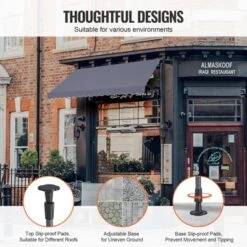 VEVOR 157 X 47" Patio Awning Retractable, Awning Sunshade Shelter With Manual Crank Handle, Adjustable Height From 86 To 122 In, Dark Gray -Aesthtic Interiors GUEST c7db535c 3171 4f16 9813 184142131544