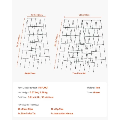 VEVOR Cucumber Trellis For Climbing Plants, 39" X 32" Foldable Cucumber Trellis Set With Twist Ties, Metal Garden Trellis For Raised Bed 7 VEVOR Cucumber Trellis For Climbing Plants, 39" X 32" Foldable Cucumber Trellis Set With Twist Ties, Metal Garden Trellis For Raised Bed - Image 7