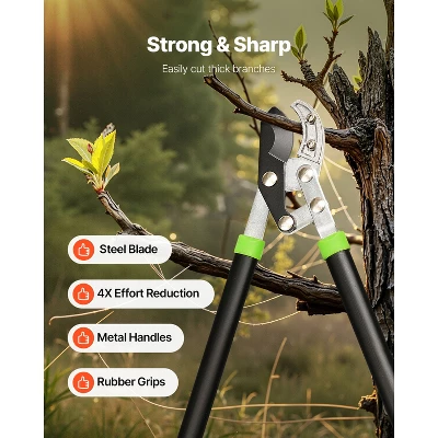 VEVOR Loppers For Tree Trimming, 32 Inch Garden Anvil Trimmer, Heavy Duty Tree Branch Cutter Up To 2 Inch Dia Cut Capacity, Green&Black 2 VEVOR Loppers For Tree Trimming, 32 Inch Garden Anvil Trimmer, Heavy Duty Tree Branch Cutter Up To 2 Inch Dia Cut Capacity, Green&Black - Image 2