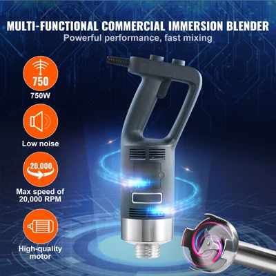 VEVOR Commercial Immersion Blender, 750W 12" Heavy Duty Hand Mixer, Variable Speed Kitchen Stick Mixer With 304 Stainless Steel Blade 2 VEVOR Commercial Immersion Blender, 750W 12" Heavy Duty Hand Mixer, Variable Speed Kitchen Stick Mixer With 304 Stainless Steel Blade - Image 2
