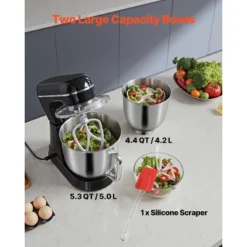 VEVOR Stand Mixer, 5.3QT + 4.4QT Two Stainless Steel Bowls, 10+P Speeds Tilt-head Food Mixer, Kitchen Mixer With Dough Hook, Wire Whip, Black 11 VEVOR Stand Mixer, 5.3QT + 4.4QT Two Stainless Steel Bowls, 10+P Speeds Tilt-head Food Mixer, Kitchen Mixer With Dough Hook, Wire Whip, Black -Aesthtic Interiors GUEST c8d511ad 20f4 46bf 9c37 d26b8d30ad67