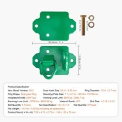 VEVOR 3/8" Tractor Bucket Hooks With Tie Down Ring, Grade 70 Forged Steel 2 Pack Bolt-On Grab Hook With Back Plates, Green -Aesthtic Interiors GUEST c90b8383 9c8f 4847 bfce 332c9262656b