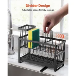 VEVOR Kitchen Sink Caddy Organizer, 2 Tier Sponge Holder For Kitchen Sink With High Brush Holder & Divider, Black -Aesthtic Interiors GUEST c9382c0b 0804 4818 9e31 b09c0798cd7b