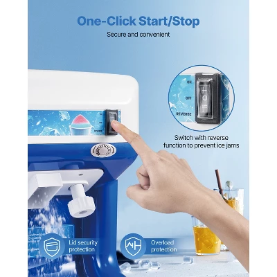 VEVOR Commercial Ice Shaver Crusher, 286lbs Per Hour Electric Snow Cone Maker With 2L Ice Cube Box, 250W 1500RPM Tabletop Shaved Ice Machine, Blue 5 VEVOR Commercial Ice Shaver Crusher, 286lbs Per Hour Electric Snow Cone Maker With 2L Ice Cube Box, 250W 1500RPM Tabletop Shaved Ice Machine, Blue - Image 5