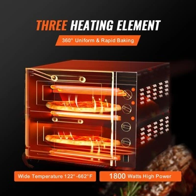 VEVOR Commercial Pizza Oven Countertop, 14" Double Deck Layer, Stainless Steel Electric Pizza Oven With Stone And Handle 3 VEVOR Commercial Pizza Oven Countertop, 14" Double Deck Layer, Stainless Steel Electric Pizza Oven With Stone And Handle - Image 3