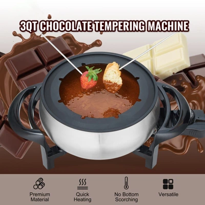 VEVOR Electric Fondue Pot Set For Cheese & Chocolate, 3 Quart Chocolate Melting Warmer, Stainless Steel Fondue Maker With Temperature Control 2 VEVOR Electric Fondue Pot Set For Cheese & Chocolate, 3 Quart Chocolate Melting Warmer, Stainless Steel Fondue Maker With Temperature Control - Image 2