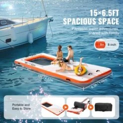 VEVOR Inflatable Floating Dock, 15x6.5FT Inflatable Dock Platform With 4*6FT Trampoline Mesh Pool, Non-Slip Floating Platform Water Mat -Aesthtic Interiors GUEST c99b27f3 d3e5 4a15 9460 9a394f8a8334