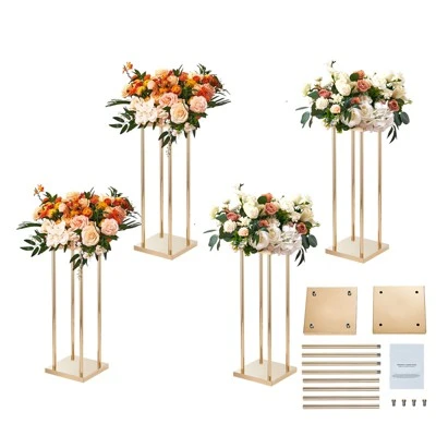 VEVOR 4PCS Gold Metal Column Wedding Flower Stand, 23.6inch High With Metal Laminate, Vase Geometric Centerpiece Stands, Cylindrical Floral Display 5 VEVOR 4PCS Gold Metal Column Wedding Flower Stand, 23.6inch High With Metal Laminate, Vase Geometric Centerpiece Stands, Cylindrical Floral Display - Image 5