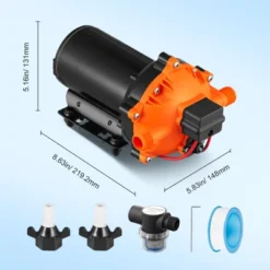 VEVOR Water Diaphragm Pump, 12V DC, 216W,5.5 GPM Flow, 70 PSI Rated Pressure (40-100 PSI Adjustable), 1/2" MNPT Self Priming Sprayer Pump, Orange -Aesthtic Interiors GUEST c9bf6967 d76f 4a1b ab32 35251448af39